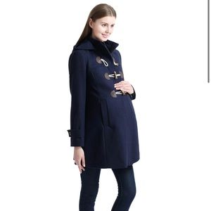 Kimi + Kai MoMo Maternity Coat Small Navy Paisley Wool Peacoat